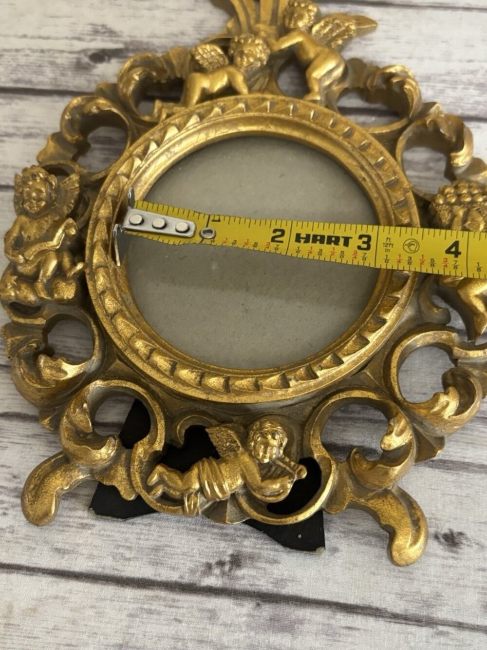 Vintage Ornate Gilt Wood Desk Frame With Cherubs And Florals Stand MCM - Picture 6 of 10